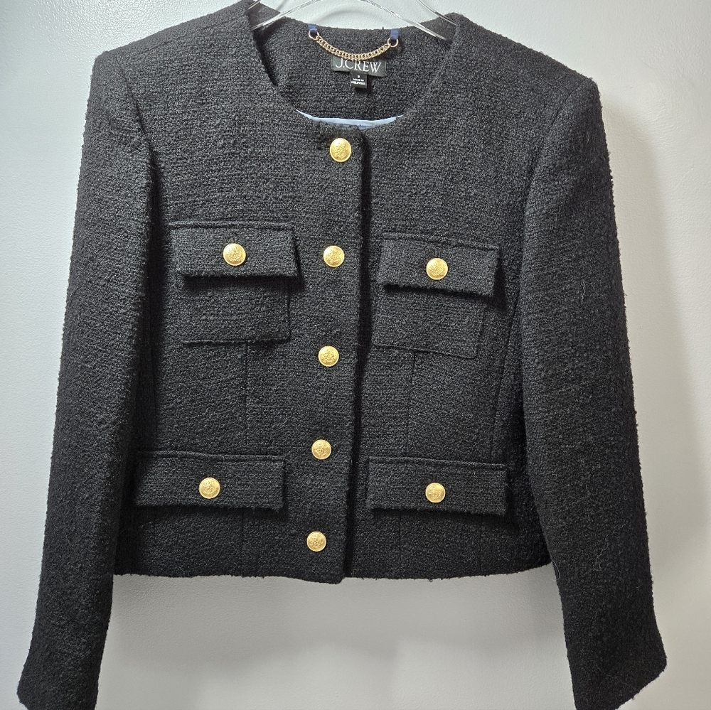 NWOT J Crew Black Cropped Lady Jacket, s8